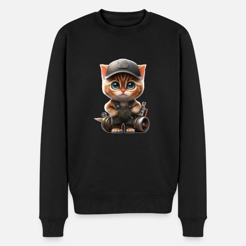Cat en tant que mécanicien - Pull Premium bio Homme - noir
