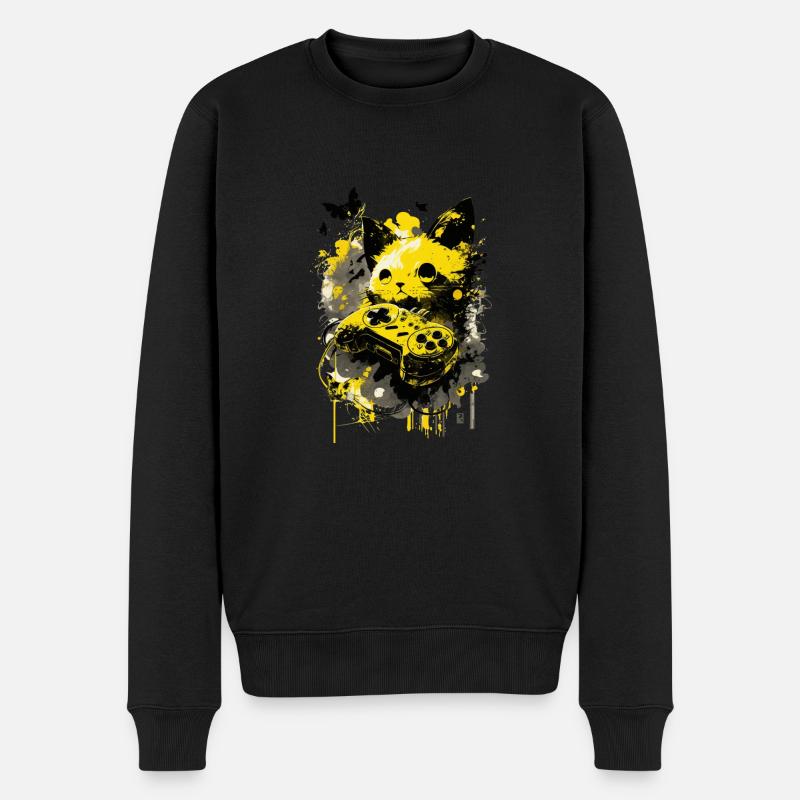 Gaming Cat – Graffiti Style - Männer Premium Bio Pullover - Schwarz