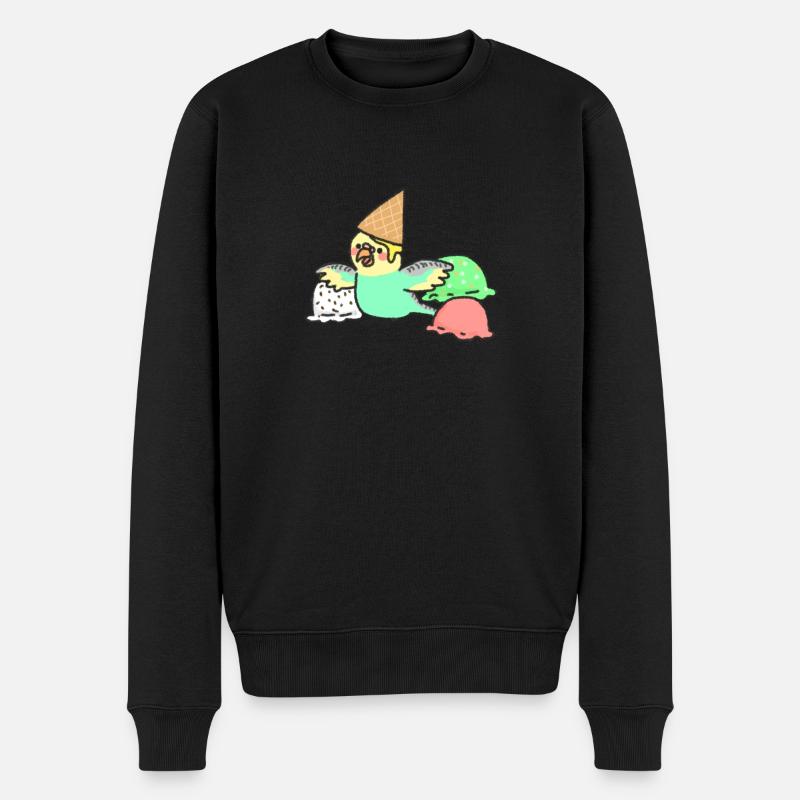 budgie with icecream - Männer Premium Bio Pullover - Schwarz