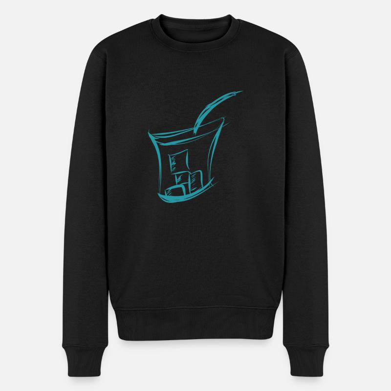 Drink Eiswuerfel Sommer - Männer Premium Bio Pullover - Schwarz