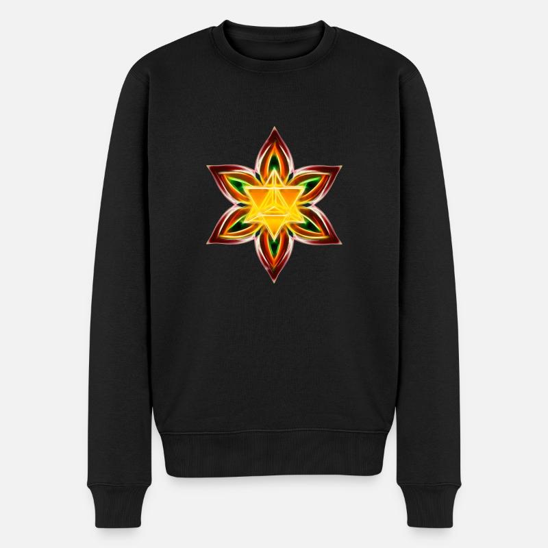 Merkaba, Blume des Lebens, Heilige Geometrie - Männer Premium Bio Pullover - Schwarz
