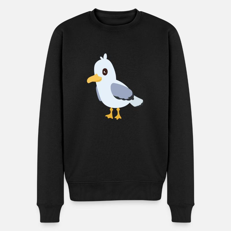 Möwe - Männer Premium Bio Pullover - Schwarz