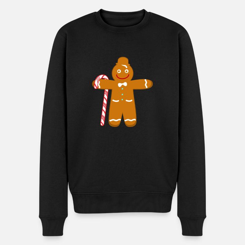 Lebkuchenmann geht wandern - Männer Premium Bio Pullover - Schwarz