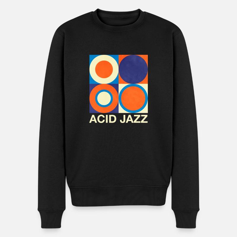 Retro Acid Jazz - Männer Premium Bio Pullover - Schwarz