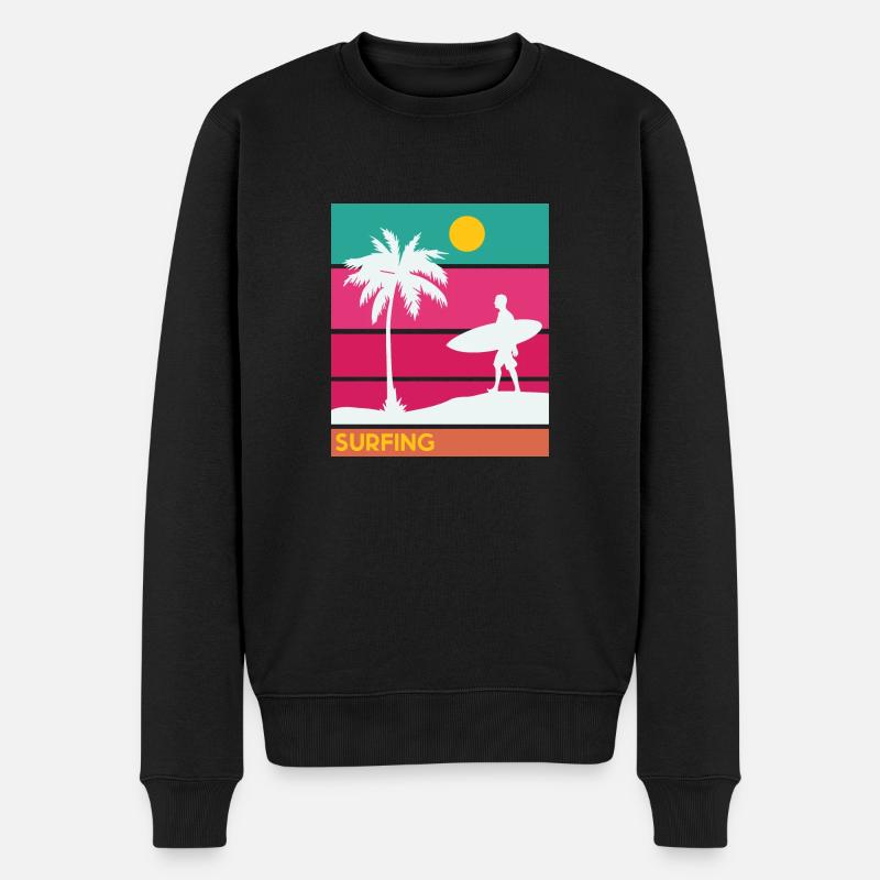 Surfing Surfboard Surfer Geschenksidee - Männer Premium Bio Pullover - Schwarz