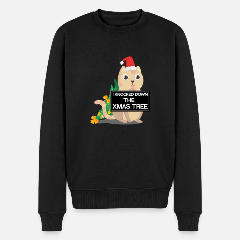 falscher Weihnachtskatzen-Weihnachtsbaum - Männer Premium Bio Pullover - Schwarz