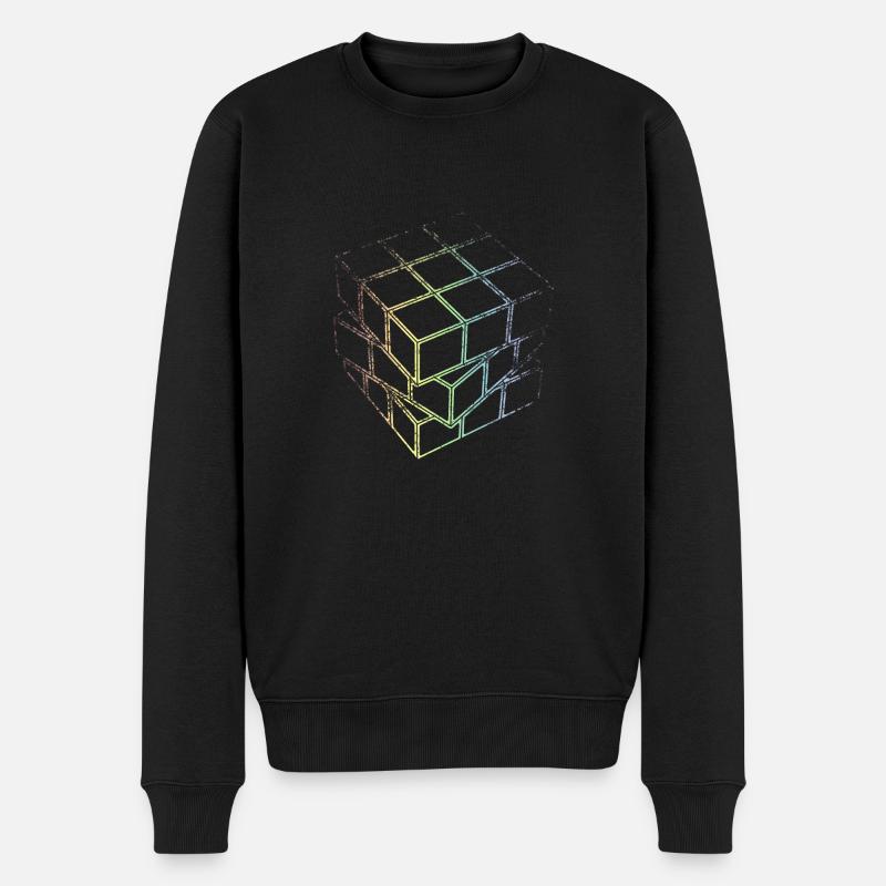 Cube en treillis - Pull Premium bio Homme - noir