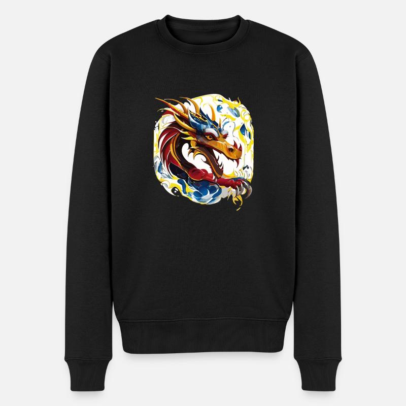 Freundlicher Drache (Artwork Collection) - Männer Premium Bio Pullover - Schwarz