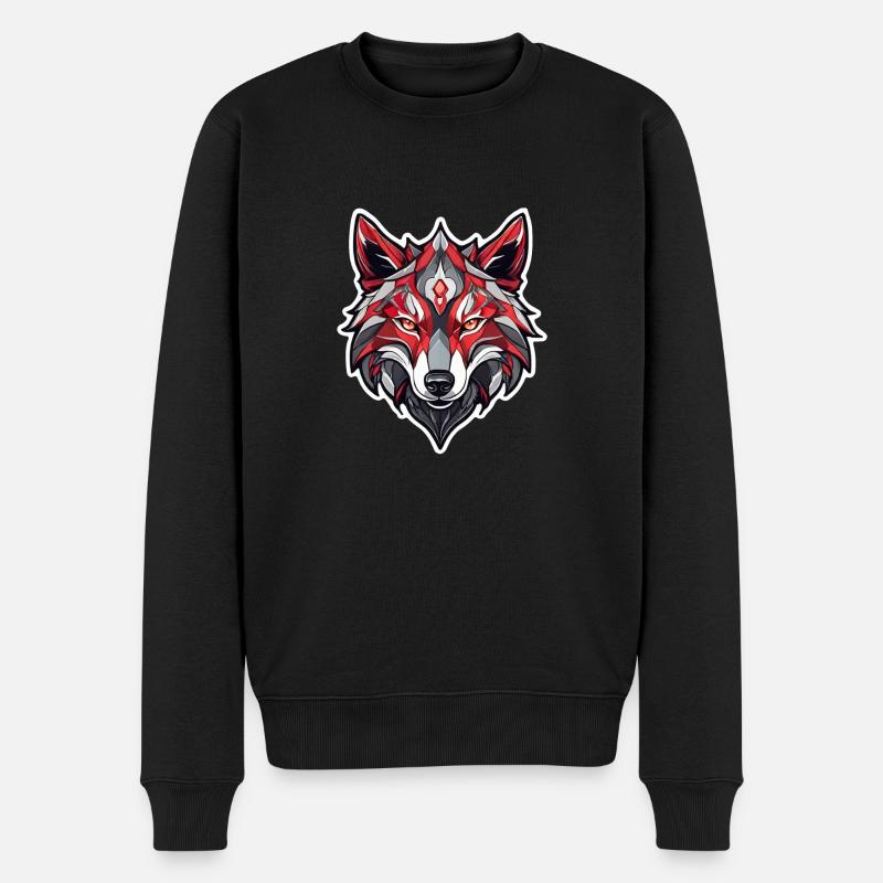 Wolf Tattoo - Männer Premium Bio Pullover - Schwarz
