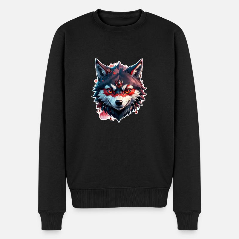 Wolf Tattoo - Männer Premium Bio Pullover - Schwarz