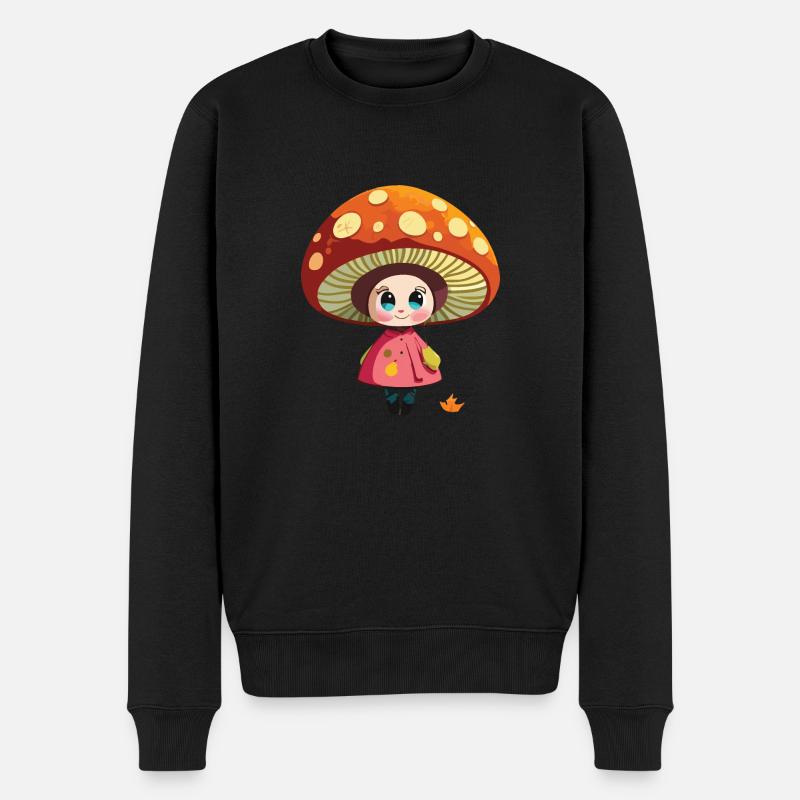 fille aux champignons - Pull Premium bio Homme - noir