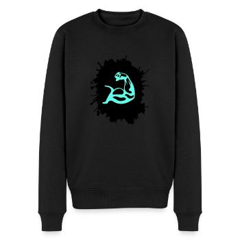 splatter bizeps - Männer Premium Bio Pullover - Schwarz - Vorne - Nico (187cm)
