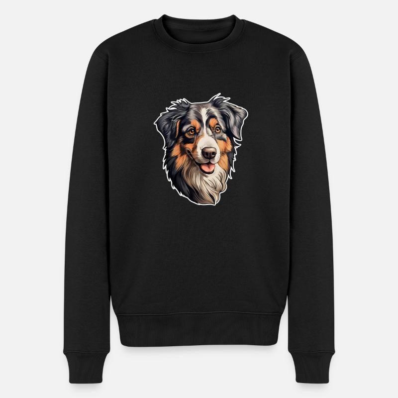 Australian Shepherd Kopf - Männer Premium Bio Pullover - Schwarz