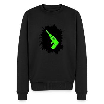 bohrmaschine klecks handwerker - Männer Premium Bio Pullover - Schwarz - Vorne - Nico (187cm)