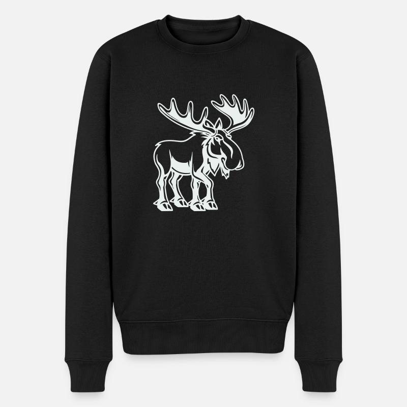 elch - Männer Premium Bio Pullover - Schwarz