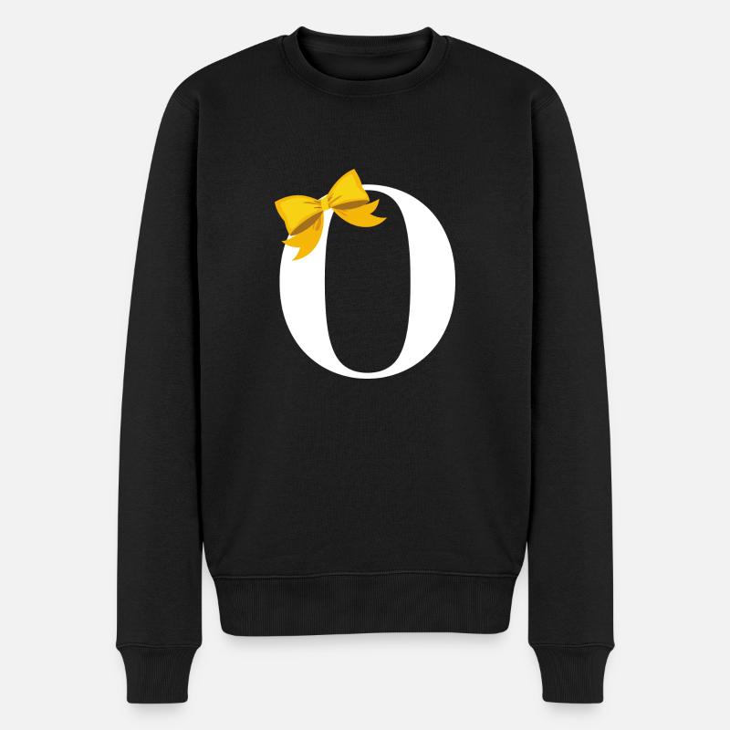 Buchstabe o gelbe Schleife - Männer Premium Bio Pullover - Schwarz