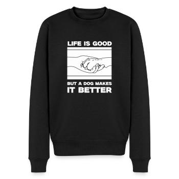 hund life is good pfote - Männer Premium Bio Pullover - Schwarz - Vorne - Nico (187cm)