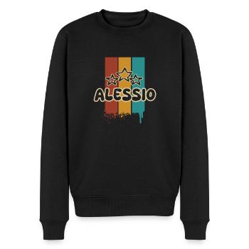 Geschenk für Alessio - Männer Premium Bio Pullover - Schwarz - Vorne - Nico (187cm)