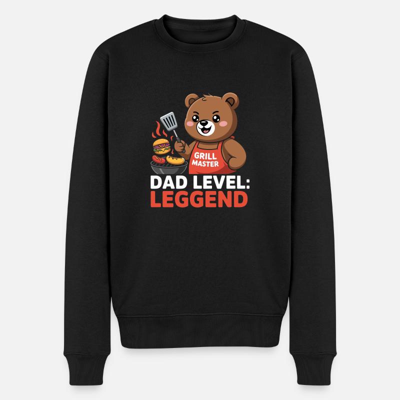 Niveau papa : Leggends Grill Master Bear - Pull Premium bio Homme - noir