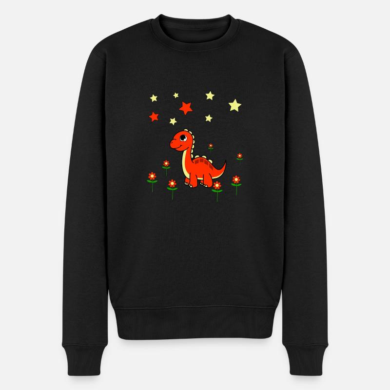 Dino Blumen Sterne - Männer Premium Bio Pullover - Schwarz