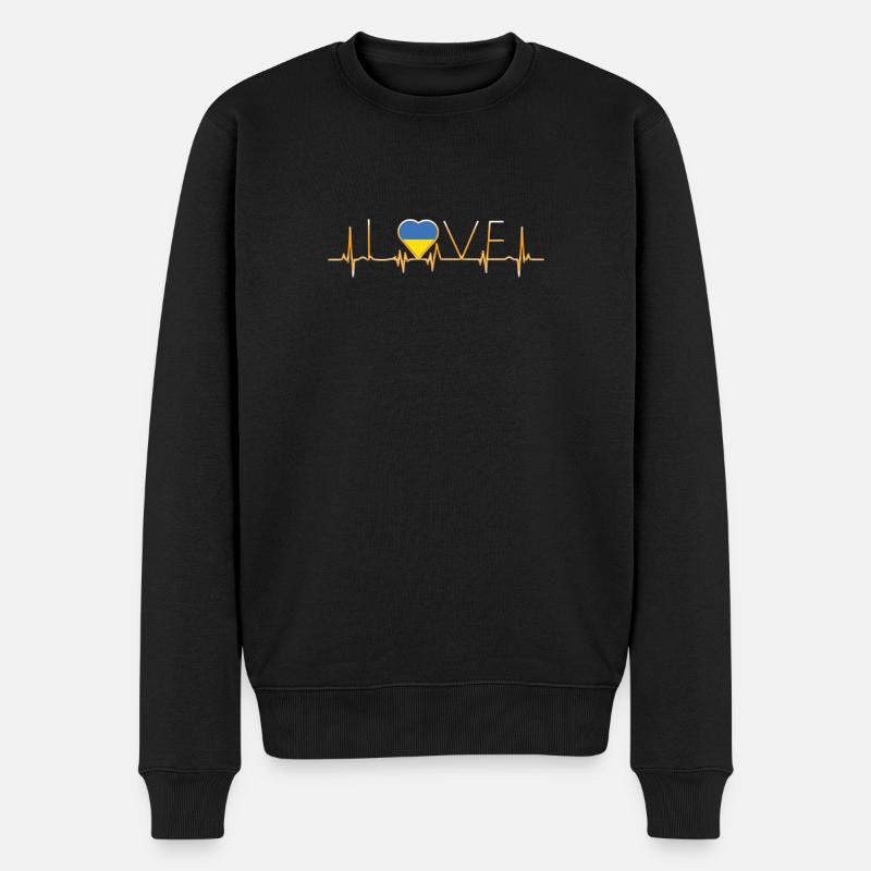 home roots heimat love heart from Ukraine - Männer Premium Bio Pullover - Schwarz