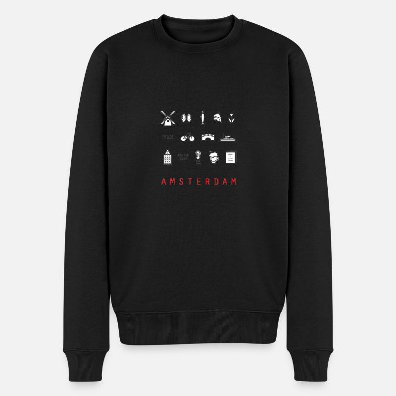 Amsterdam - Männer Premium Bio Pullover - Schwarz