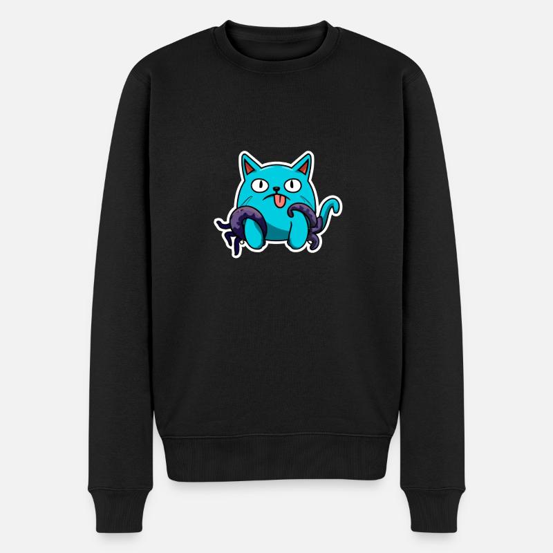 Meine Oktopus Katze - Männer Premium Bio Pullover - Schwarz