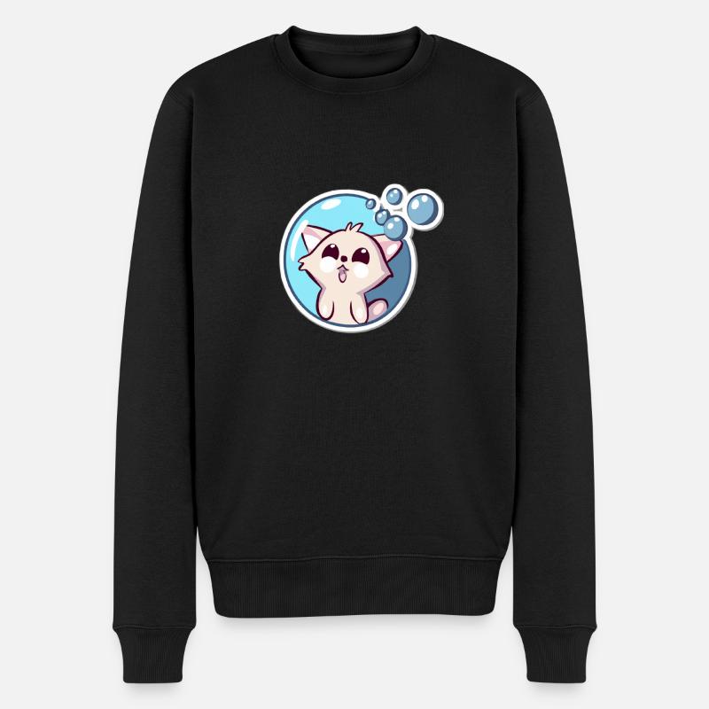 Seifenblasen Katze - Männer Premium Bio Pullover - Schwarz