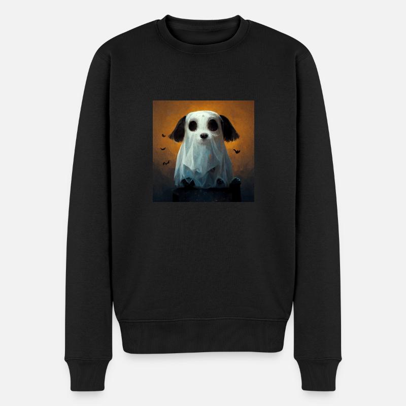 Halloween Hund Geist - Männer Premium Bio Pullover - Schwarz
