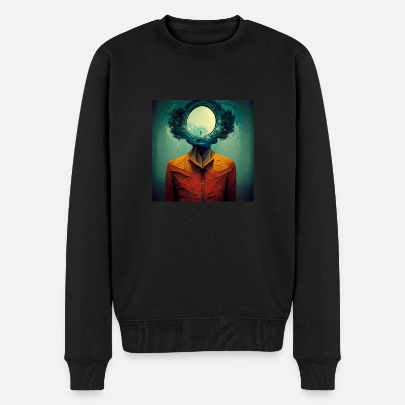 Psychedelic Head - Männer Premium Bio Pullover - Schwarz