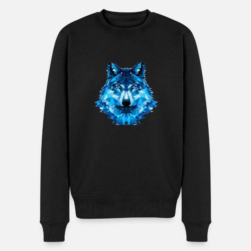 Wolf - Männer Premium Bio Pullover - Schwarz