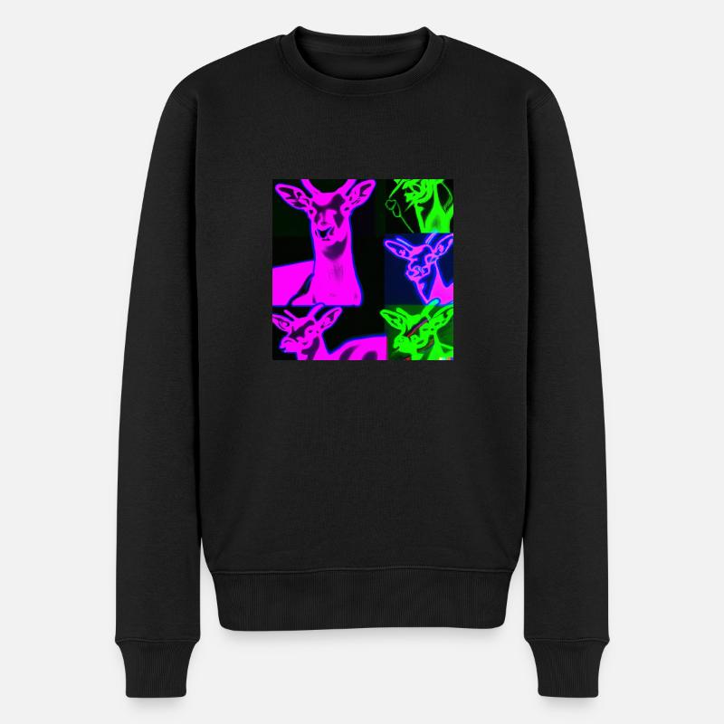 Neon Reh - Männer Premium Bio Pullover - Schwarz