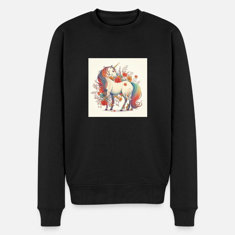 Einhorn Cartoon - Männer Premium Bio Pullover - Schwarz
