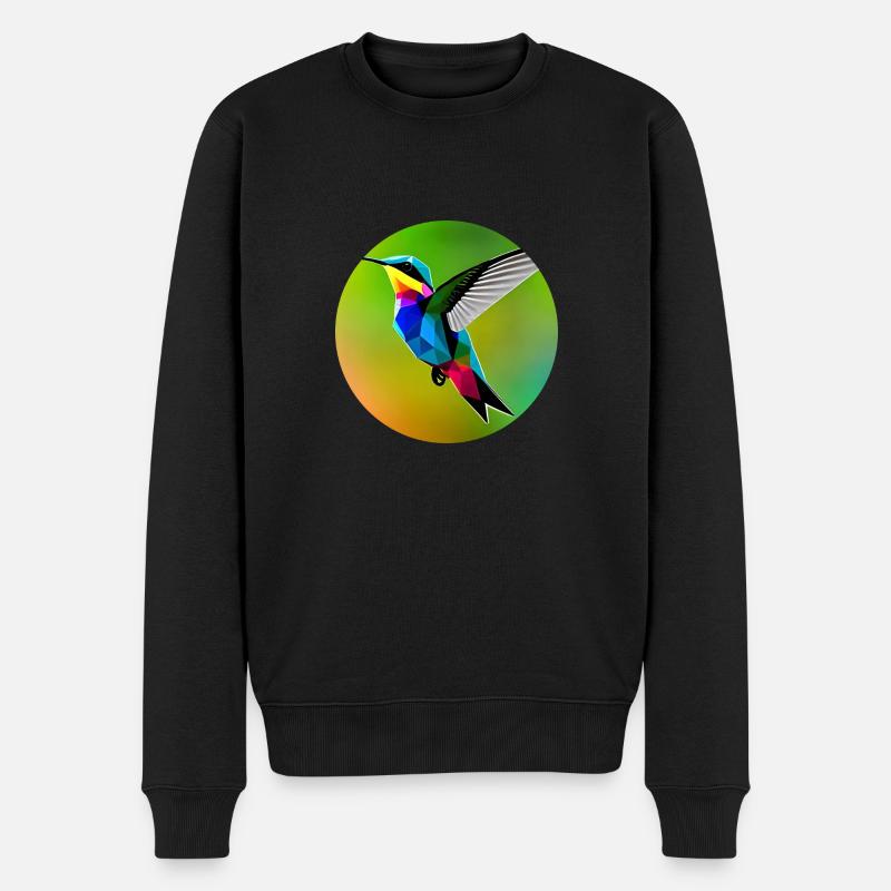 Kolibri - Polygon - Männer Premium Bio Pullover - Schwarz