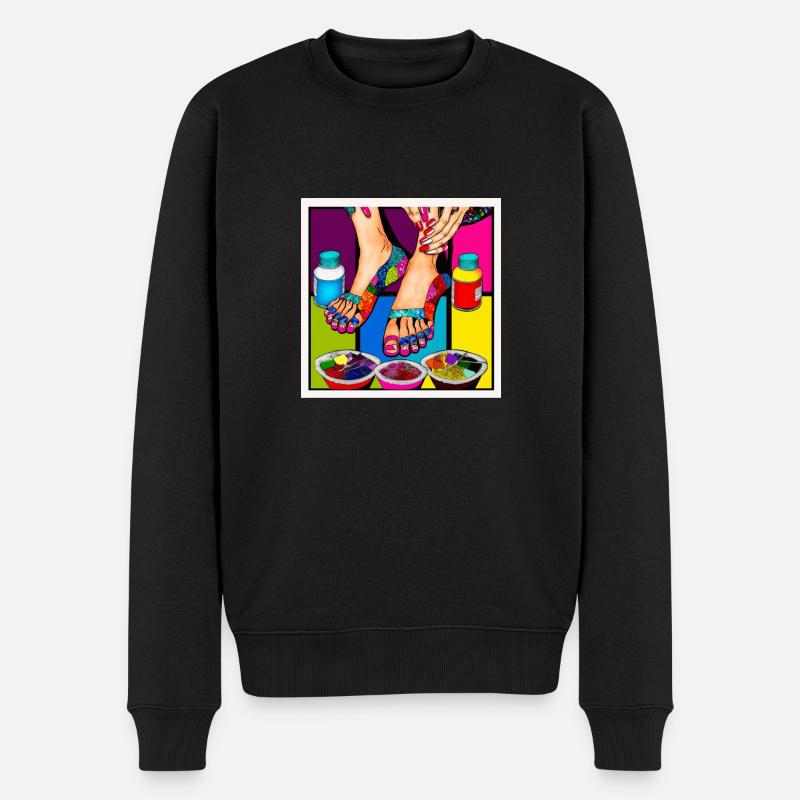 Fusspflege Pop Art Bunt ausgefallen - Männer Premium Bio Pullover - Schwarz