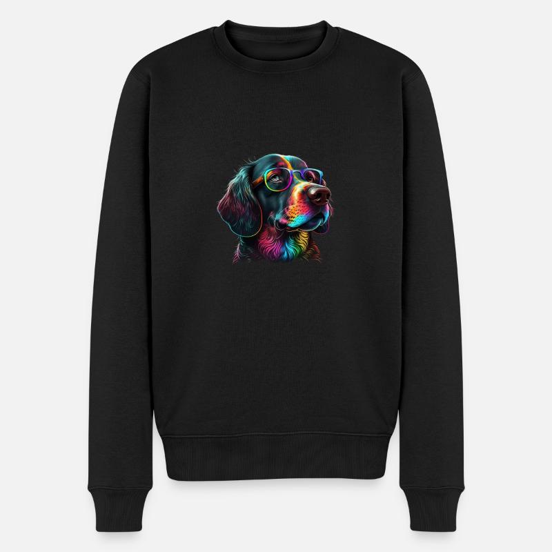 HUND IN BRILLE - Männer Premium Bio Pullover - Schwarz