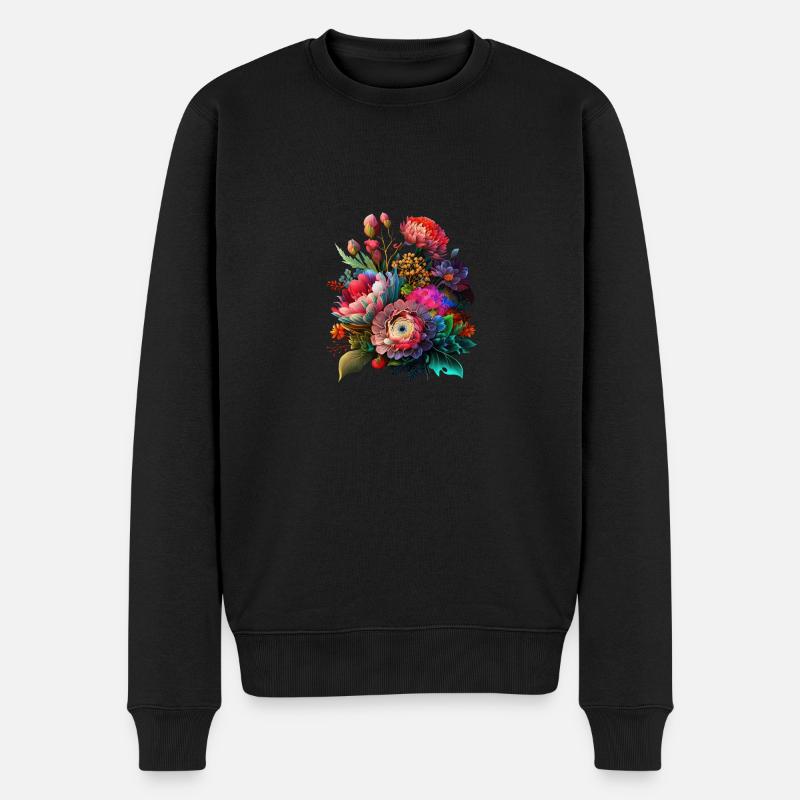 ORIGINELLE BLUMENSTRÄUSSE - Männer Premium Bio Pullover - Schwarz