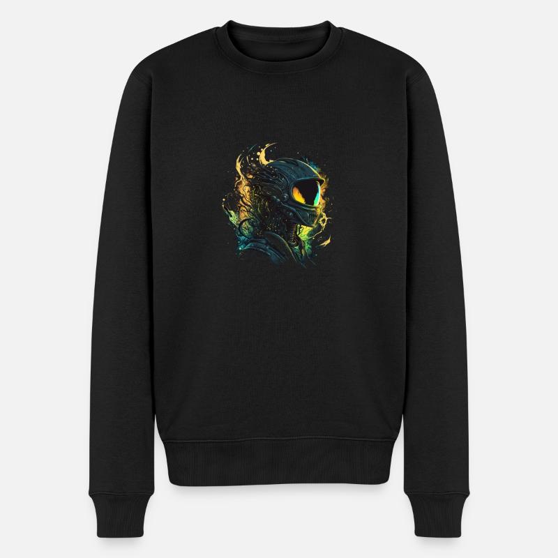 Weltraum-Alien - Männer Premium Bio Pullover - Schwarz