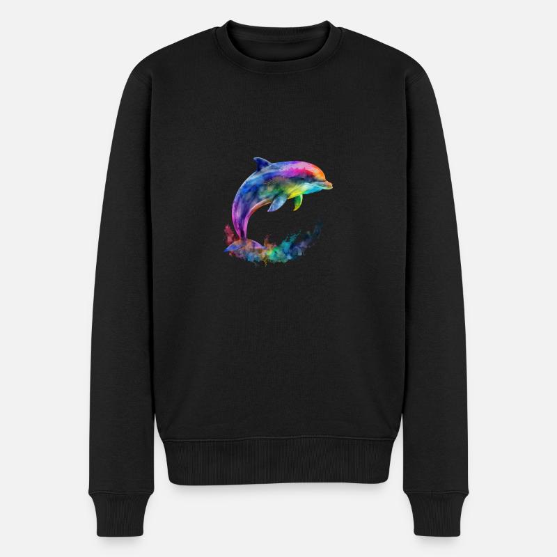 ORIGINAL DELPHIN - IN FARBE - Männer Premium Bio Pullover - Schwarz