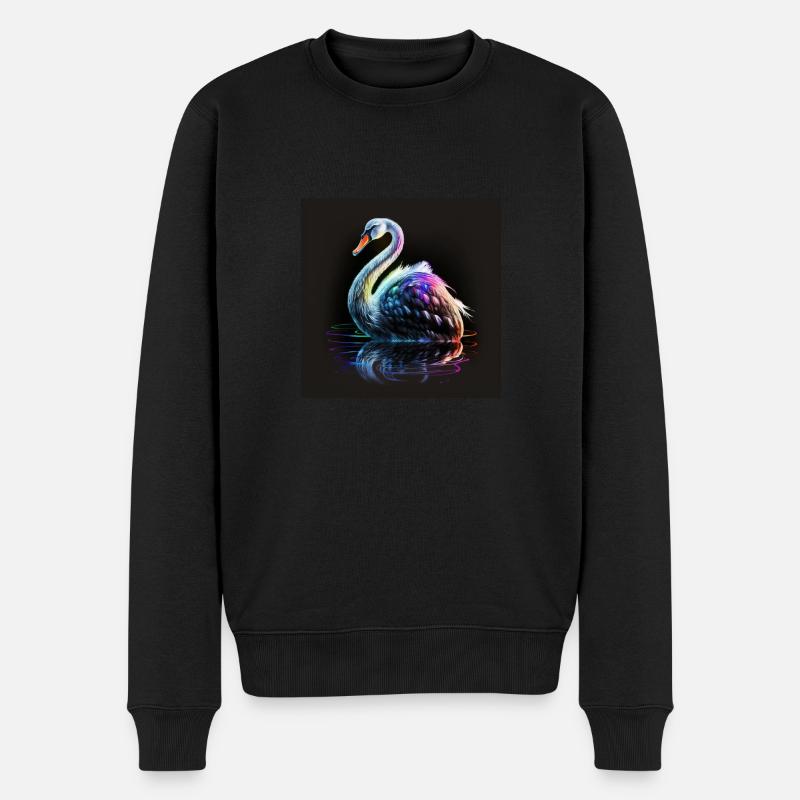 SCHWAN MIT SEINEM SPIEGELBILD - Männer Premium Bio Pullover - Schwarz