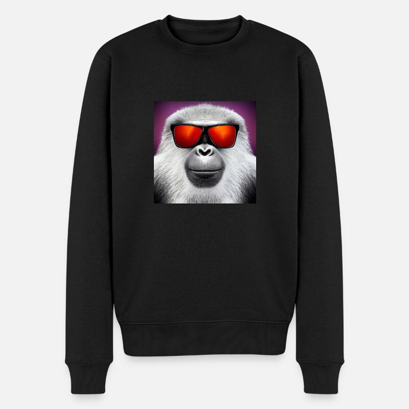 Singe à lunettes de soleil: Primate cool avec des lunettes rouges - Pull Premium bio Homme - noir
