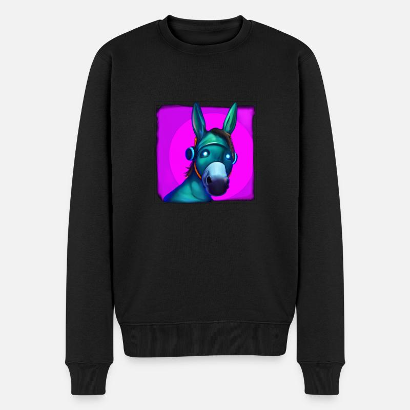 Synthwave Donkey - Männer Premium Bio Pullover - Schwarz