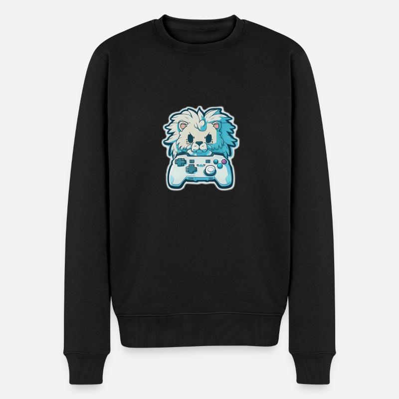 Videospiel Eis Löwe - Männer Premium Bio Pullover - Schwarz