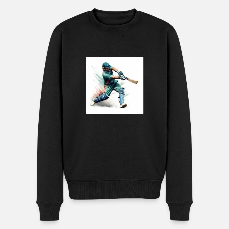 Cricket Player Color Art - Männer Premium Bio Pullover - Schwarz