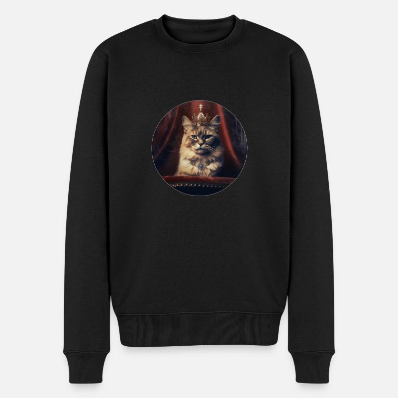 Königliche Katze - Männer Premium Bio Pullover - Schwarz