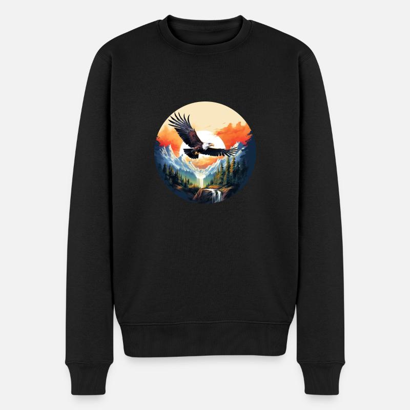 Majestätischer Adler in Berglandschaft - Männer Premium Bio Pullover - Schwarz