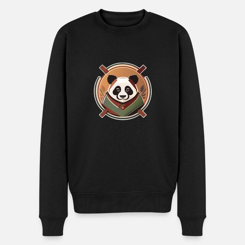 Panda - Männer Premium Bio Pullover - Schwarz