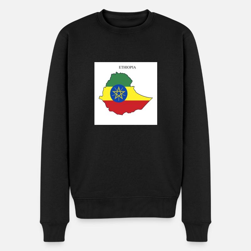 Äthiopien Flagge, Map - Männer Premium Bio Pullover - Schwarz