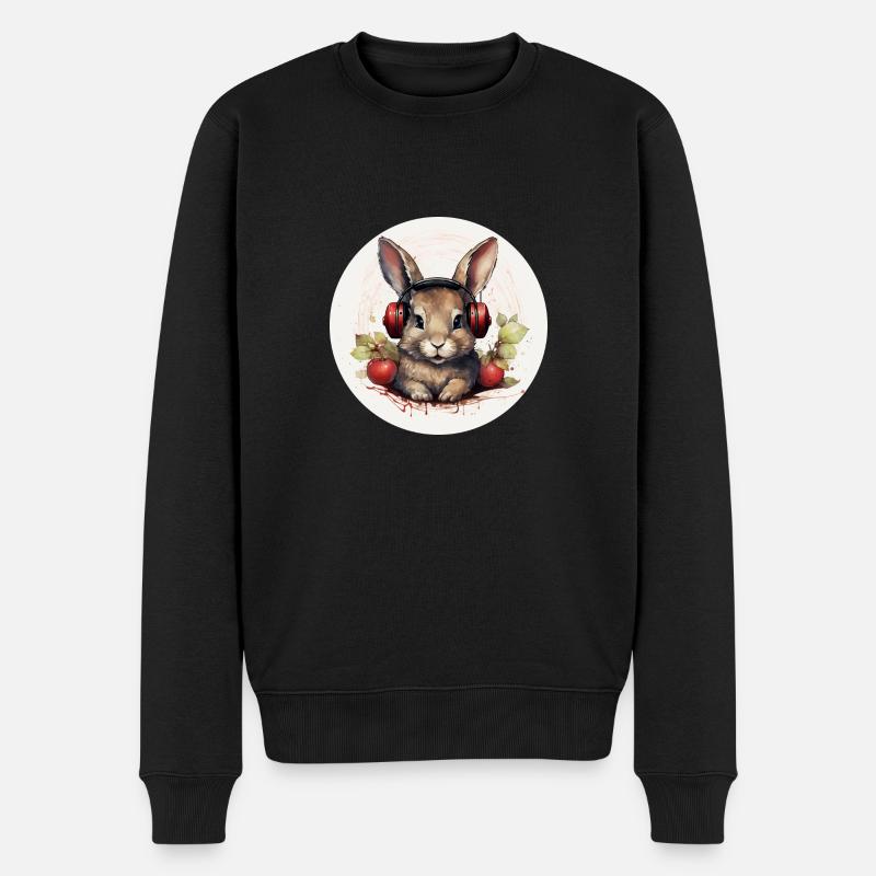 Genieße deine Musik mein Hase 2 - Männer Premium Bio Pullover - Schwarz
