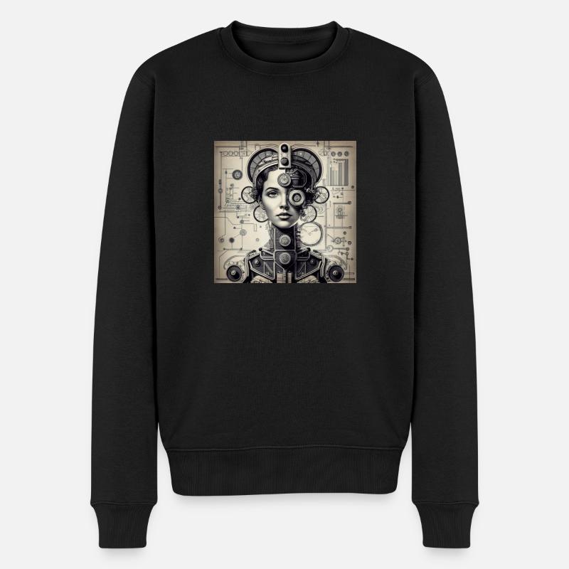 Briefmarke7 - Männer Premium Bio Pullover - Schwarz